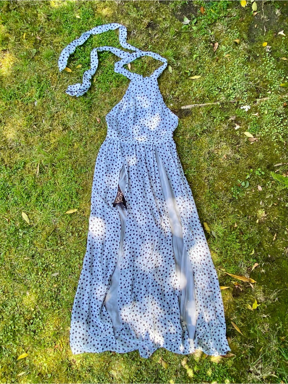 Blue Animal Print Halter Dress